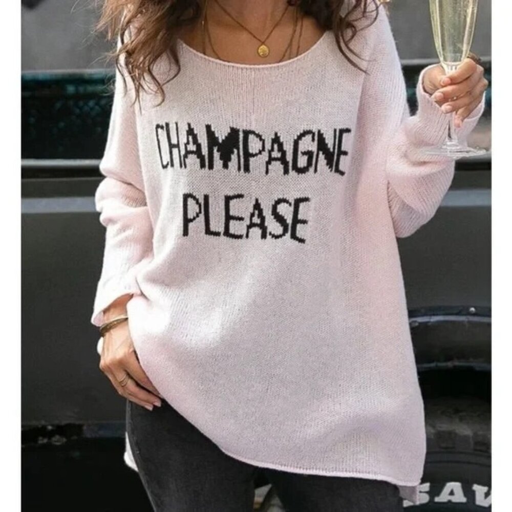 Wooden Ships Champagne Please Mohair Wool Pullover Sweater Oversized Pink Sz M/L